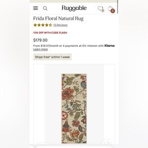 Ruggable - Frida Floral Natural Rug - 2.5 x 7